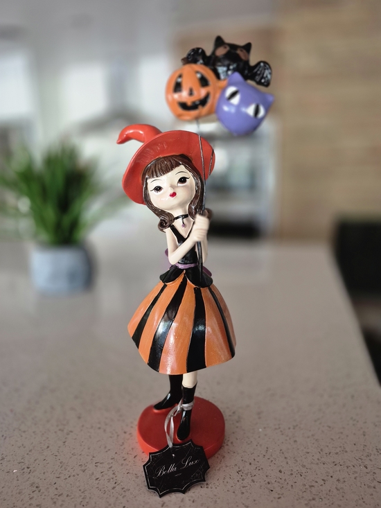 Other - Bella Lux Halloween Witch Figurine with Orange & Black Dress With Balloons